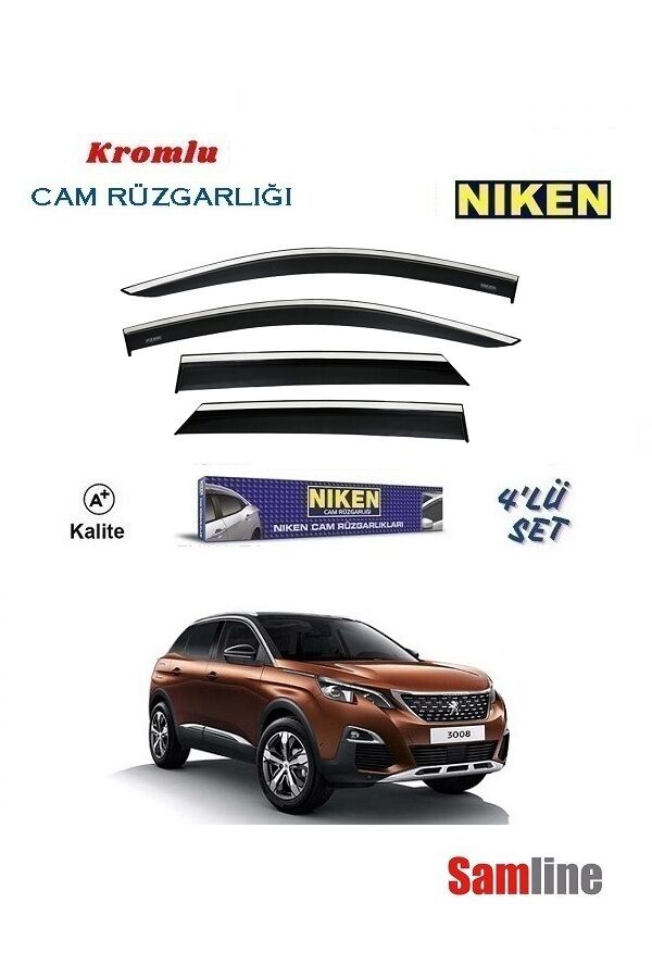 Cam Rüzgarlığı Kromlu 4'lü Set Peugeot 3008 (2016-2020) NİKEN