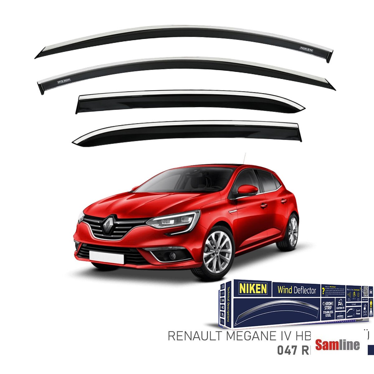 Cam Rüzgarlığı Kromlu 4'lü Set Renault Megane IV HB (2016+)