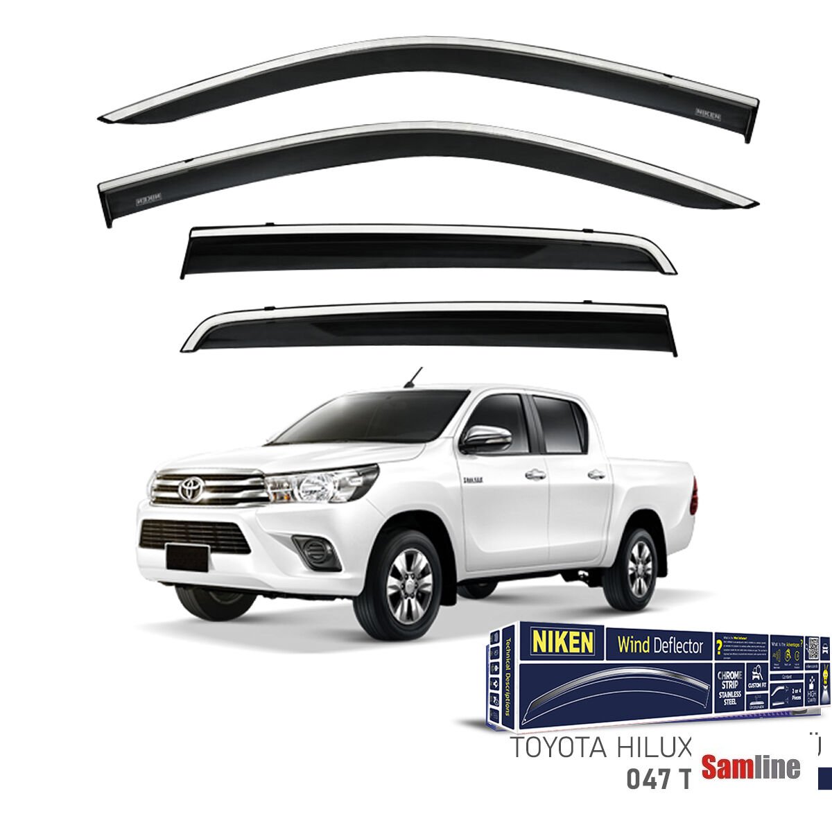 Cam Rüzgarlığı Kromlu 4'lü Set Toyota Hilux (2015+)