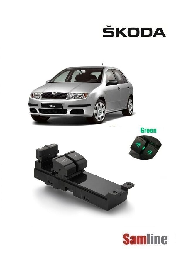Cam Açma Kapama Düğmesi Ön Sol 2'li Anahtar Skoda Fabıa 2001-2007