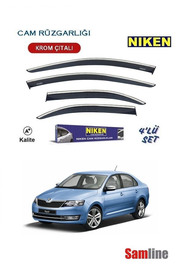 Cam Rüzgarlığı Kromlu 4'lü Set Skoda Rapid Sedan (2012-2018)