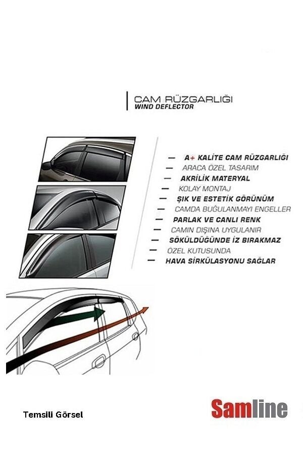Cam Rüzgarlığı 4'lü Set Lada Samara Hatchback 5 Kapı Tüm Modeller