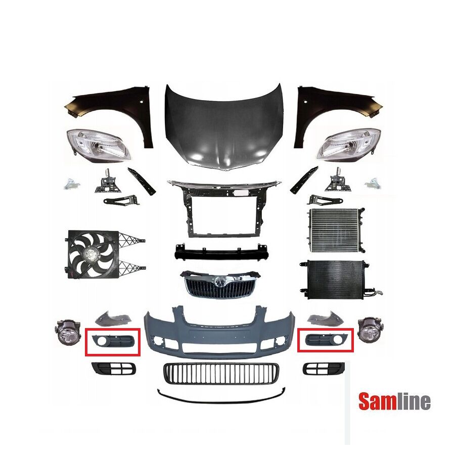 Sis Farı Kapağı Sağ-Sol Set Fabıa (2008-2010) Roomster (2007-2010)  Skoda Tampon Sis Çerçevesi