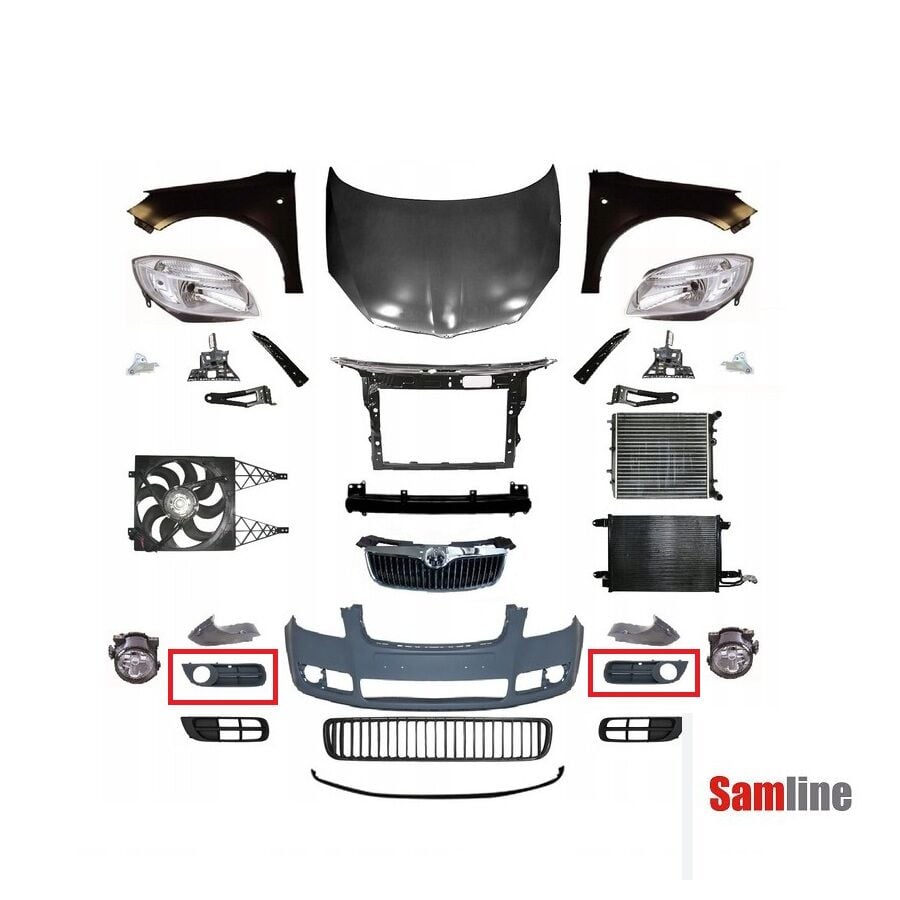 Sis Farı Kapağı Sağ-Sol Set Fabıa (2008-2010) Roomster (2007-2010)  Skoda Tampon Sis Çerçevesi