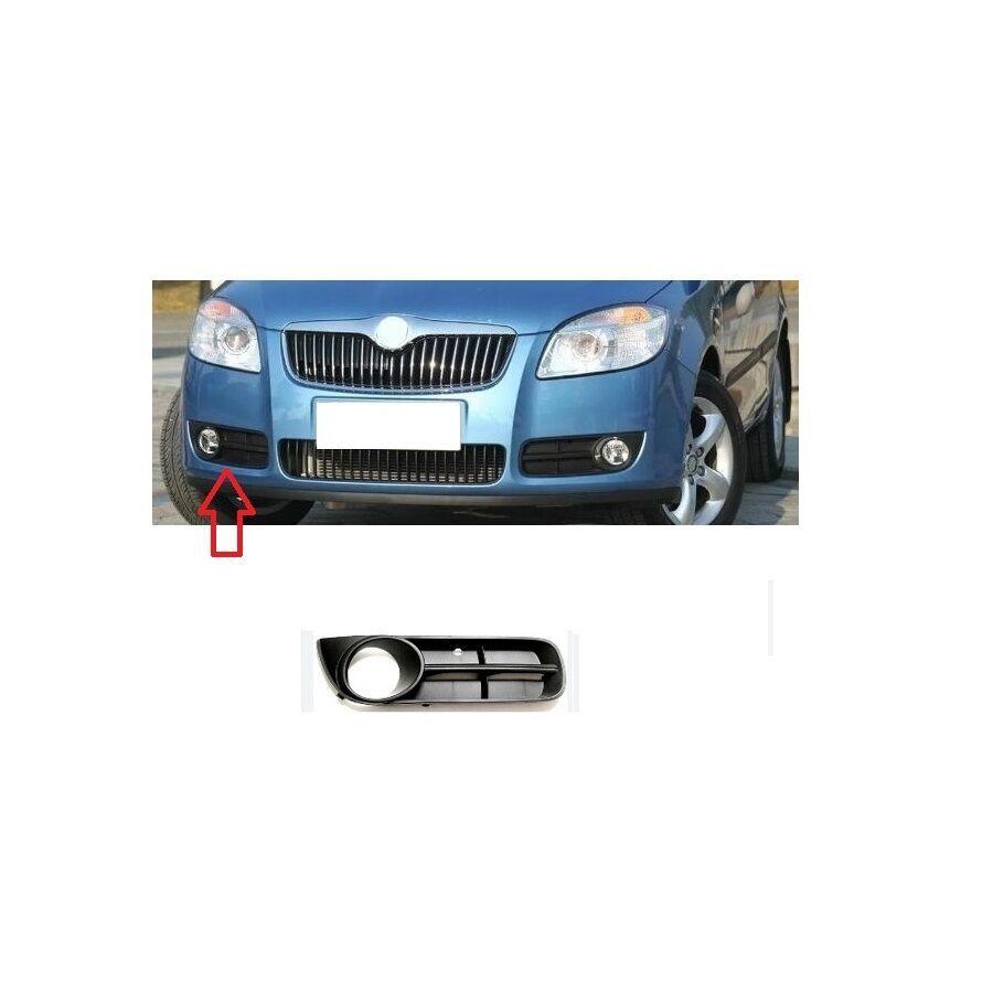 Tampon Orta Izgarası Sağ Sol Sis Farı Kapağı  Set Skoda Fabıa (2008-2010) Roomster (2007-2010)