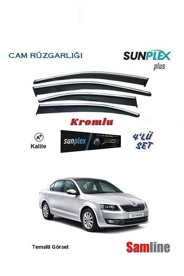 Cam Rüzgarlığı Kromlu 4'lü Set Skoda Octavıa (2013-2017) Sunplex Plus