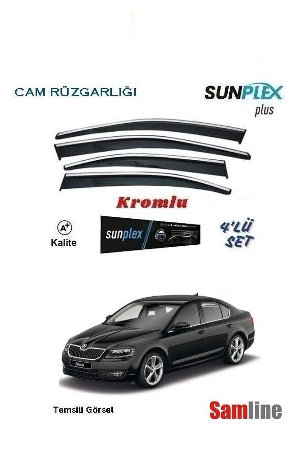 Cam Rüzgarlığı Kromlu 4'lü Set Skoda Octavıa (2013-2017) Sunplex Plus