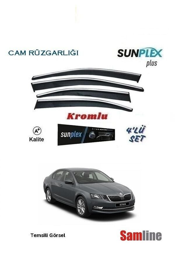 Cam Rüzgarlığı Kromlu 4'lü Set Skoda Octavıa (2017-2019) Sunplex Plus