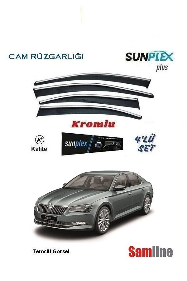 Cam Rüzgarlığı Kromlu 4'lü Set Skoda Superb (2015-2018) Sunplex Plus