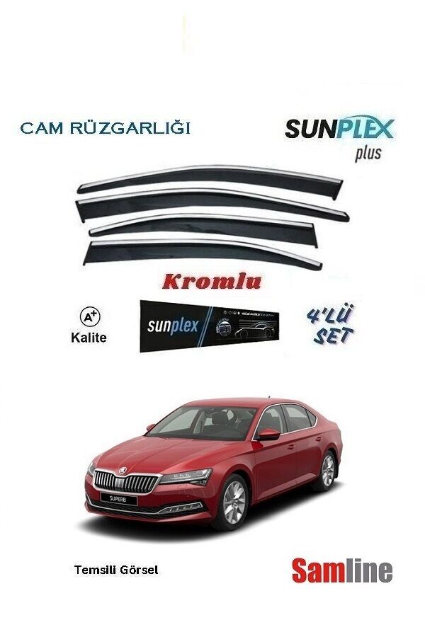 Cam Rüzgarlığı Kromlu 4'lü Set Skoda Superb (2019-2023) Sunplex Plus