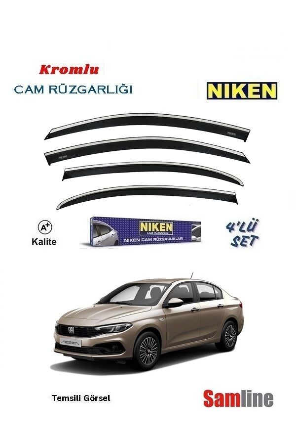 Cam Rüzgarlığı Kromlu 4'lü Set Fiat Egea Sedan (2015-2025) NİKEN