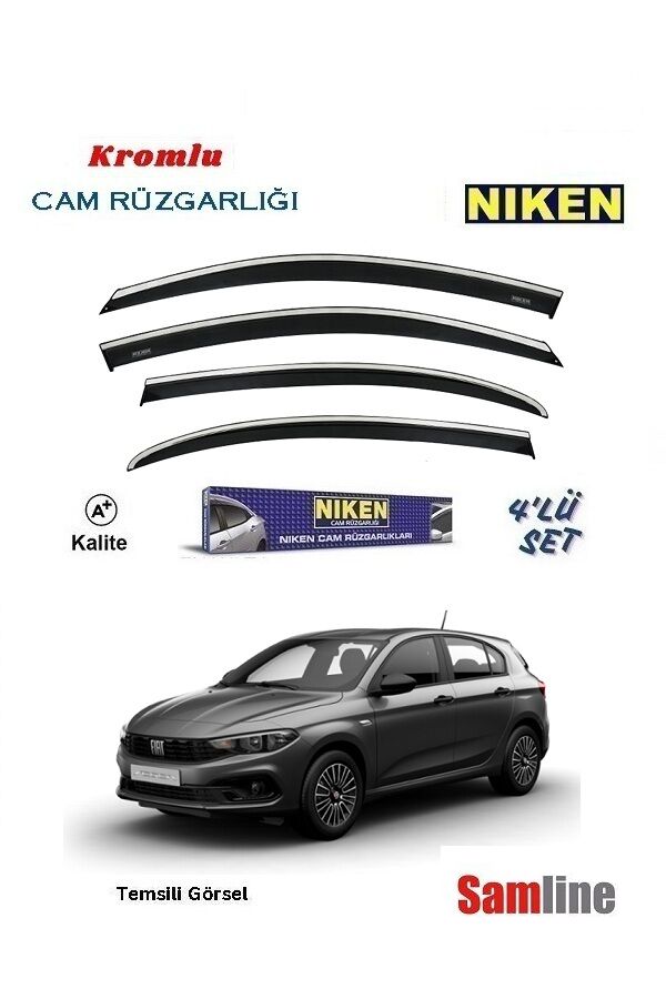 Cam Rüzgarlığı Kromlu 4'lü Set Fiat Egea HB (2016-2023) NİKEN