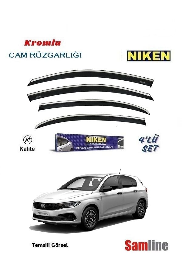Cam Rüzgarlığı Kromlu 4'lü Set Fiat Egea HB (2016-2023) NİKEN