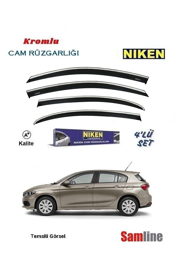 Cam Rüzgarlığı Kromlu 4'lü Set Fiat Egea HB (2016-2023) NİKEN