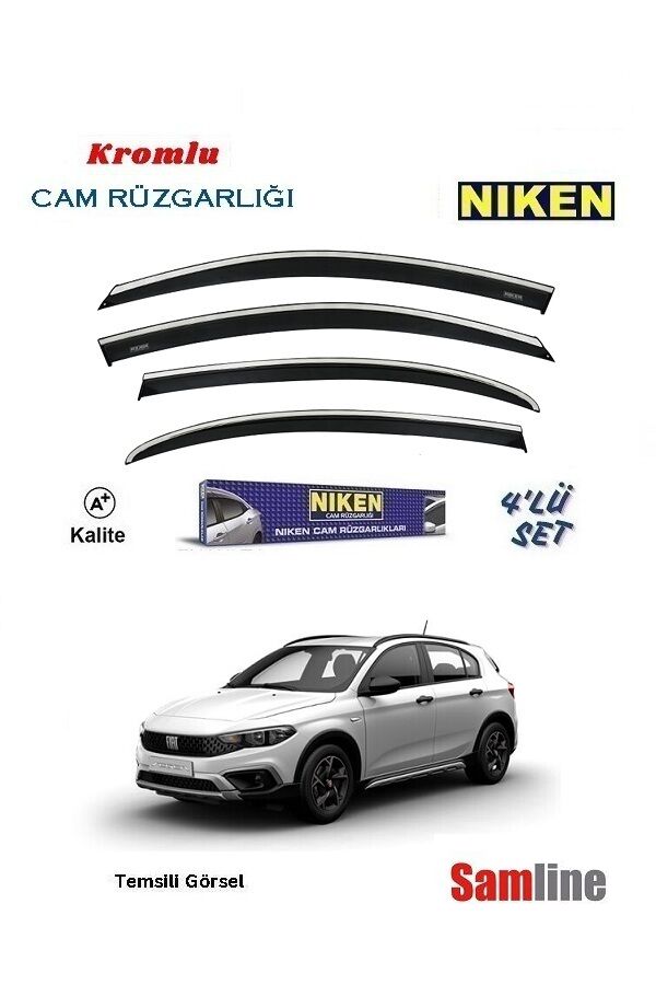 Cam Rüzgarlığı Kromlu 4'lü Set Fiat Egea Cross  (2021-2025) NİKEN