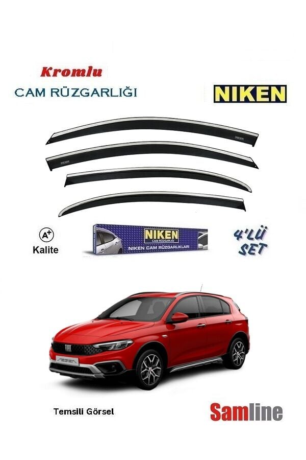 Cam Rüzgarlığı Kromlu 4'lü Set Fiat Egea Cross  (2021-2025) NİKEN