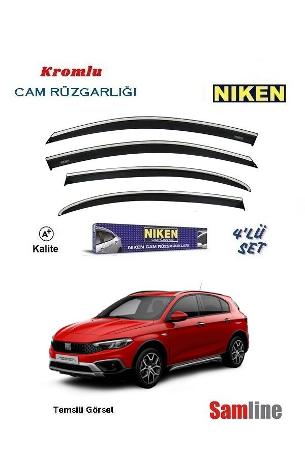 Cam Rüzgarlığı Kromlu 4'lü Set Fiat Egea Cross  (2021-2025) NİKEN
