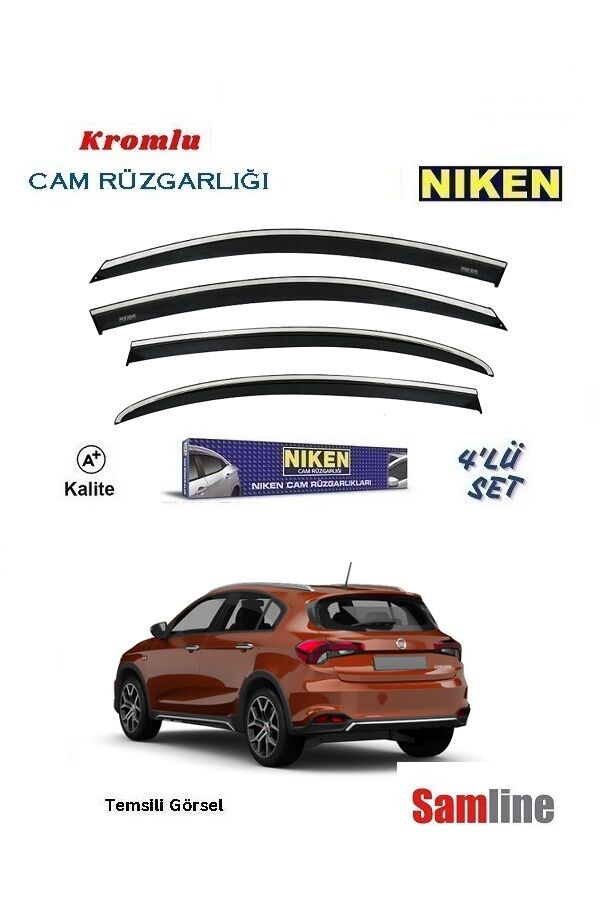 Cam Rüzgarlığı Kromlu 4'lü Set Fiat Egea Cross  (2021-2025) NİKEN
