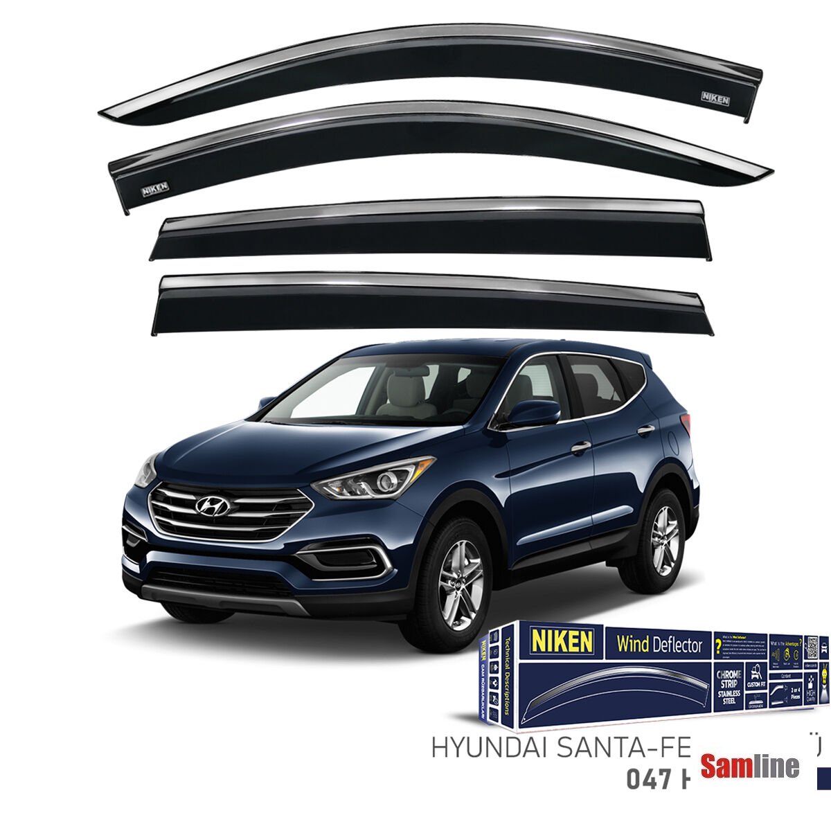 Cam Rüzgarlığı Kromlu 4'lü Set Hyundai Santa-Fe 2018