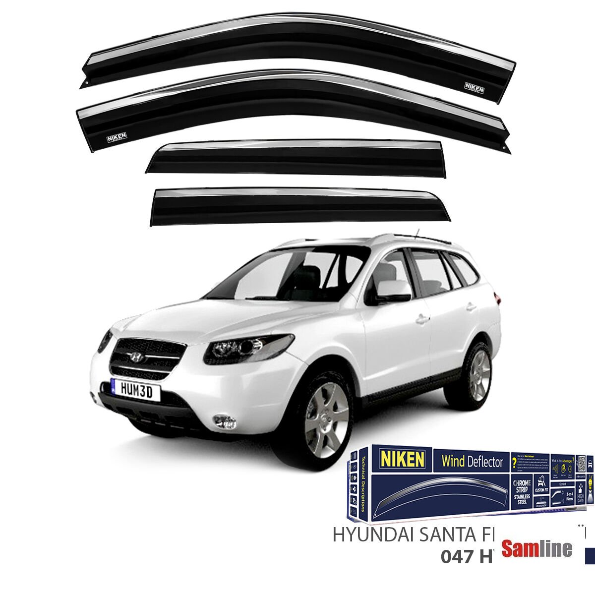 Cam Rüzgarlığı Kromlu 4'lü Set Hyundai Santa-Fe (2006+)