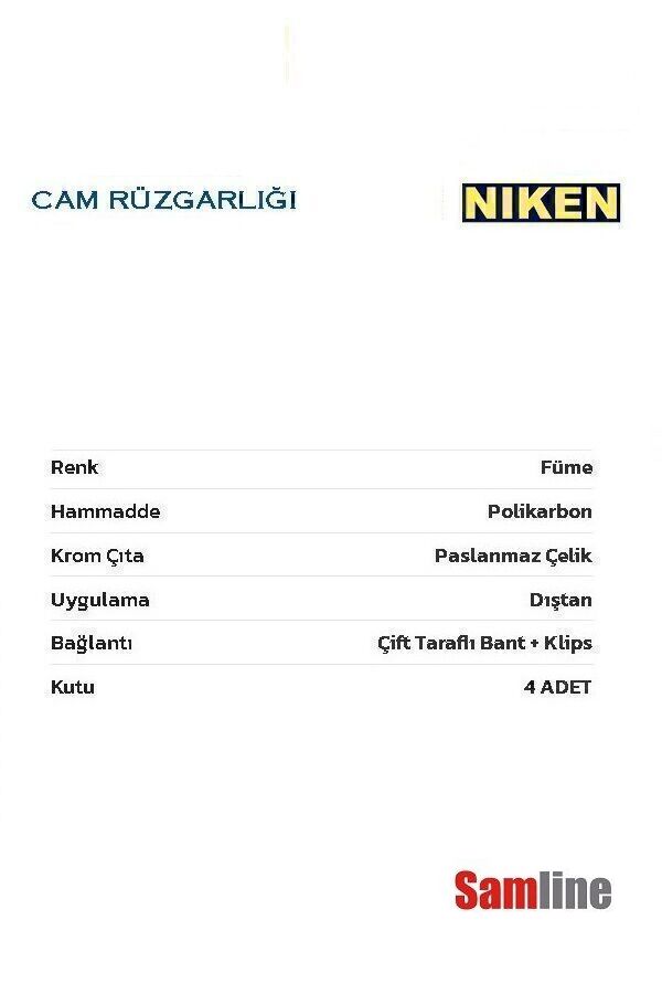 Cam Rüzgarlığı Kromlu 4'lü Set İ20 (2020-2025) NİKEN