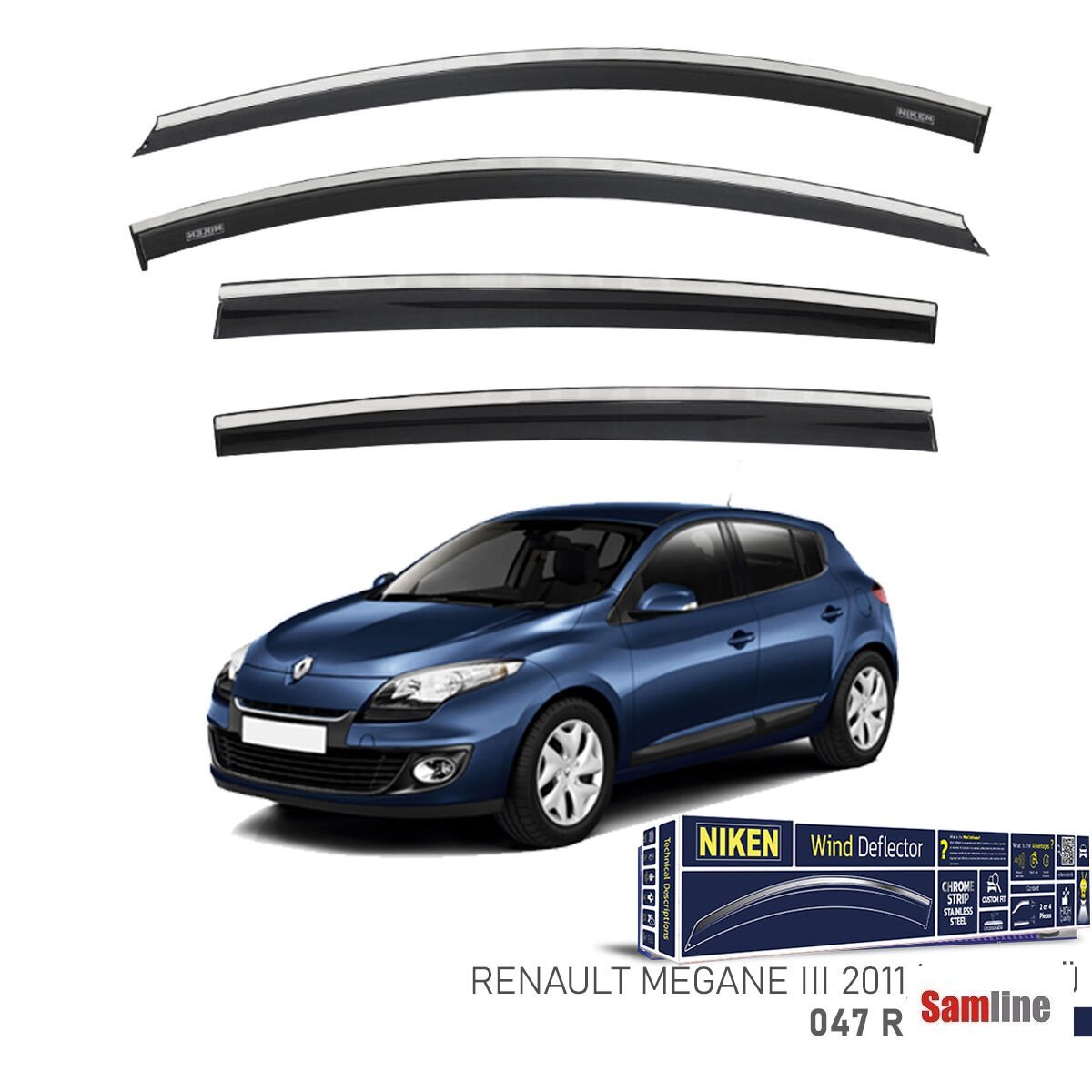 Cam Rüzgarlığı Kromlu 4'lü Set Renault Megane III HB (2011-2015)