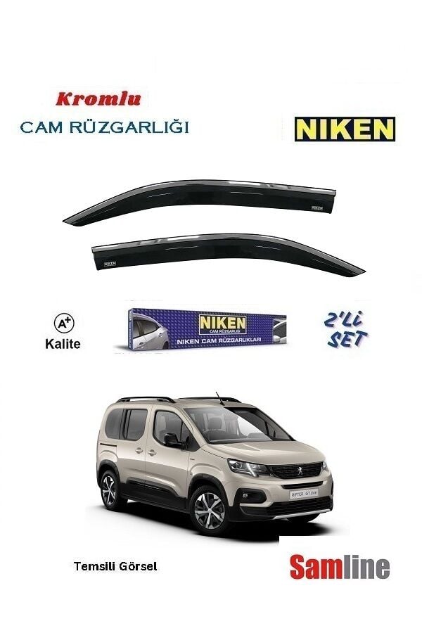 Cam Rüzgarlığı Kromlu 2'li Set Peugeot Rifter (2019-2024) NİKEN