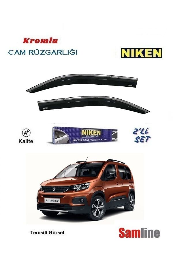 Cam Rüzgarlığı Kromlu 2'li Set Peugeot Rifter (2019-2024) NİKEN