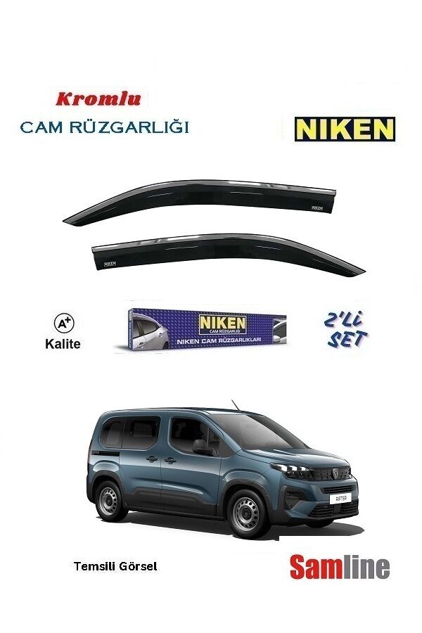 Cam Rüzgarlığı Kromlu 2'li Set Peugeot Yeni Rifter (2024-2025) NİKEN