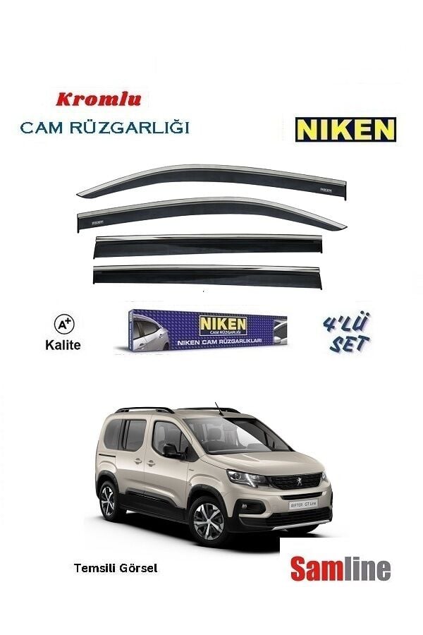 Cam Rüzgarlığı Kromlu 4'lü Set Peugeot Rifter (2019-2024) NİKEN