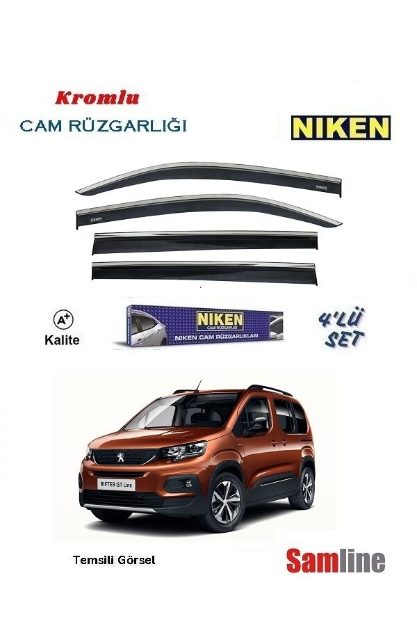 Cam Rüzgarlığı Kromlu 4'lü Set Peugeot Rifter (2019-2024) NİKEN