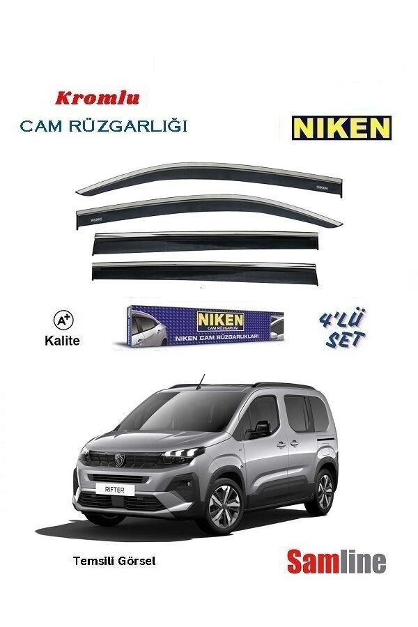 Cam Rüzgarlığı Kromlu 4'lü Set Peugeot Yeni Rifter (2024-2026) NİKEN