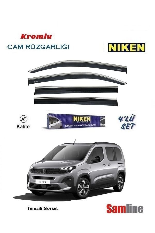 Cam Rüzgarlığı Kromlu 4'lü Set Peugeot Yeni Rifter (2024-2026) NİKEN