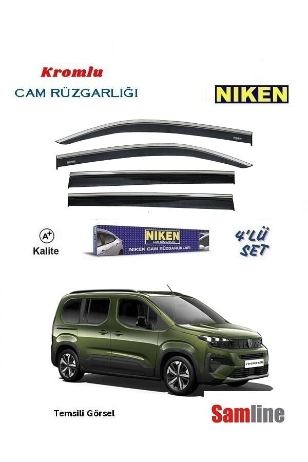 Cam Rüzgarlığı Kromlu 4'lü Set Peugeot Yeni Rifter (2024-2026) NİKEN