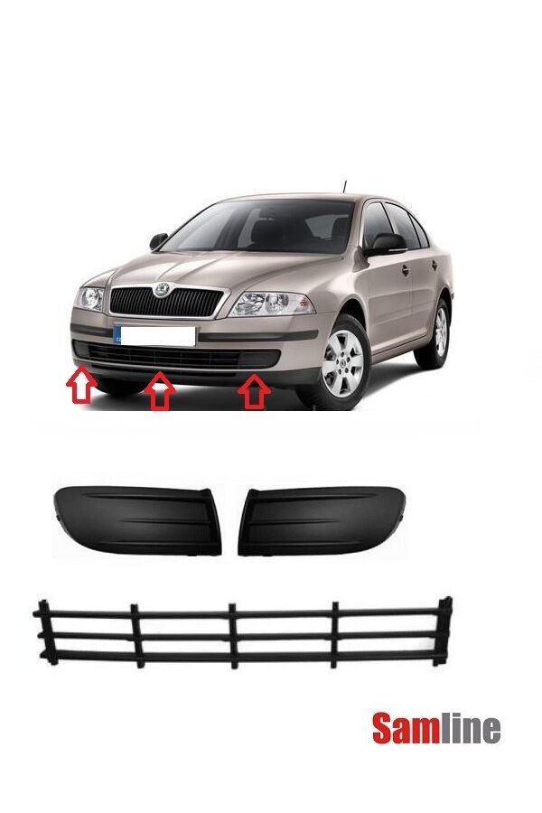 Tampon Orta Izgarası ve Sis Kapağı Sağ Sol Takım Skoda Octavıa (2005-2009)