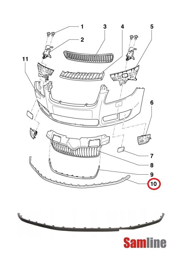 Tampon Alt Spoileri Ön Skoda Fabıa Roomster (2008-2010) 5J0807061