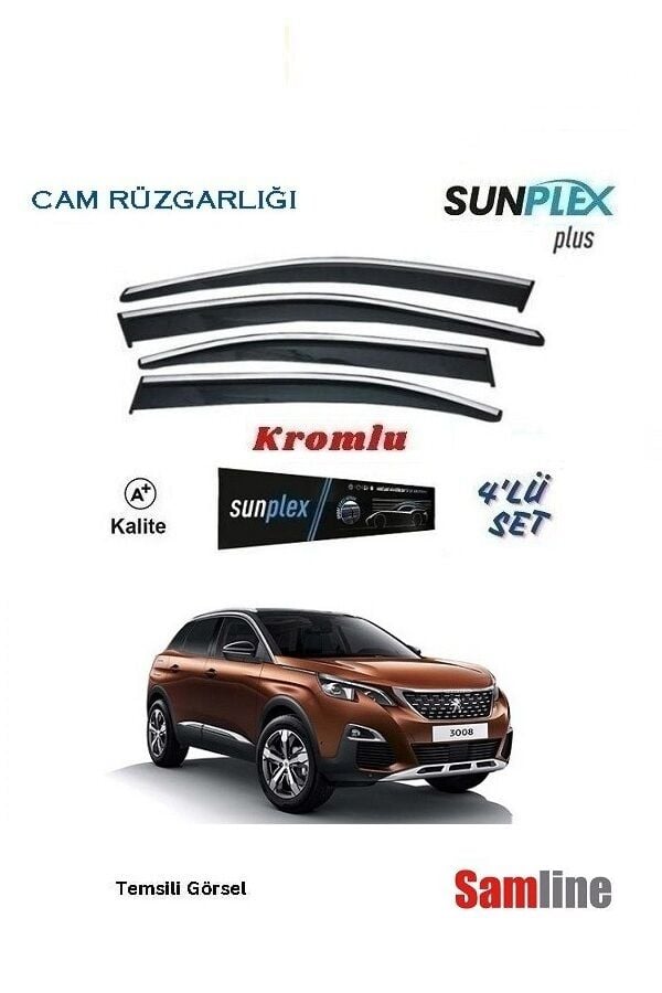 Cam Rüzgarlığı Kromlu 4'lü Set Peugeot 3008 (2016-2020) SUNPLEX