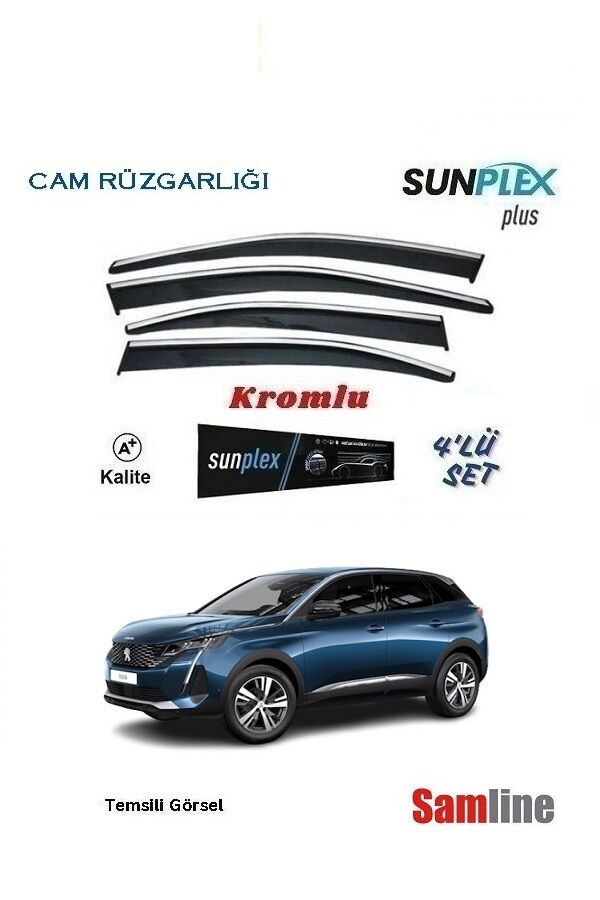 Cam Rüzgarlığı Kromlu 4'lü Set Peugeot 3008 (2020-2024) SUNPLEX