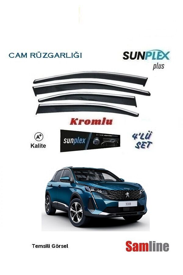 Cam Rüzgarlığı Kromlu 4'lü Set Peugeot 3008 (2020-2024) SUNPLEX