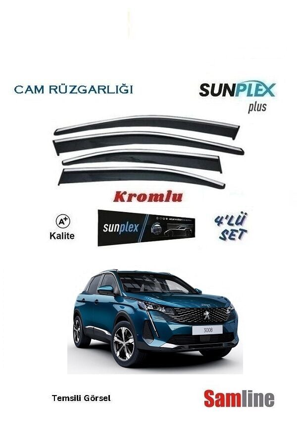 Cam Rüzgarlığı Kromlu 4'lü Set Peugeot 3008 (2020-2024) SUNPLEX