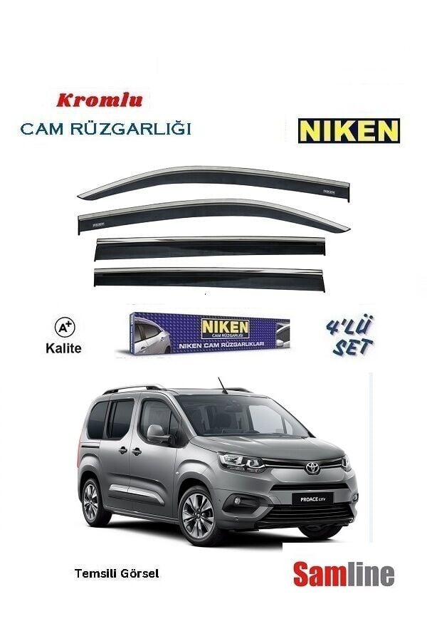 Cam Rüzgarlığı Kromlu 4'lü Set Toyota Proace City Combi (2021-2024)