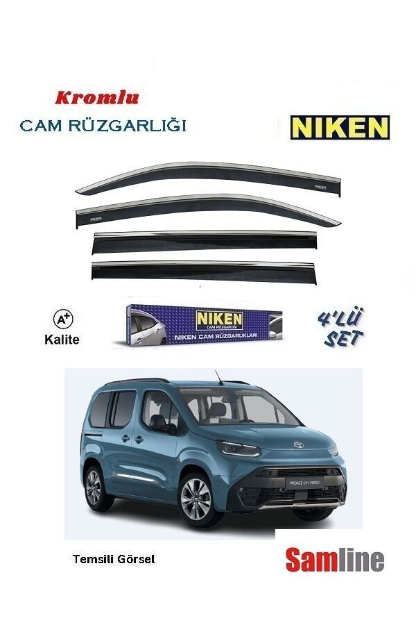 Cam Rüzgarlığı Kromlu 4'lü Set Toyota Yeni Proace City Combi (2024-2025)