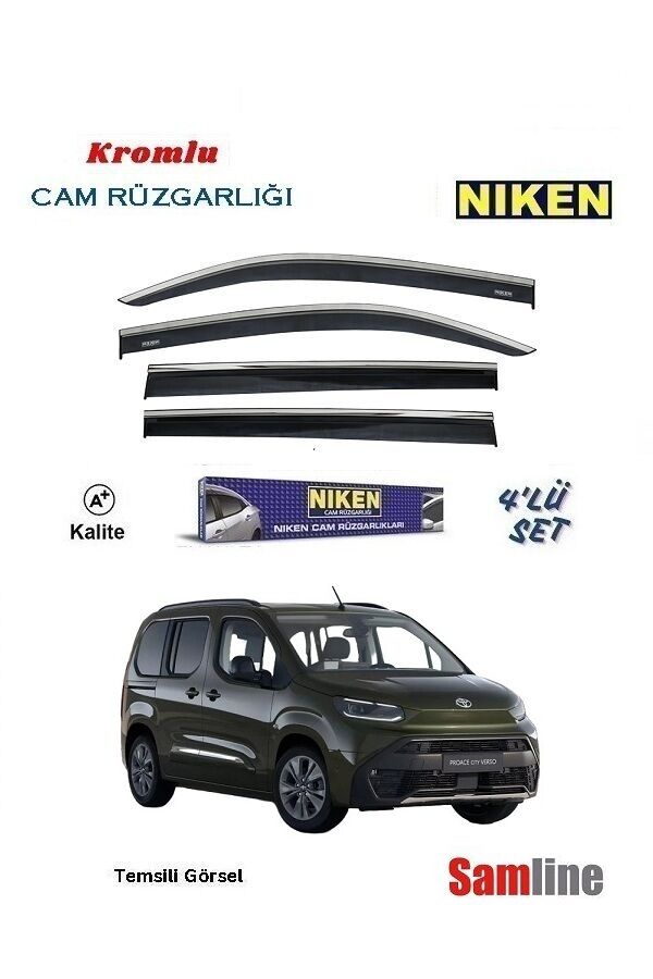 Cam Rüzgarlığı Kromlu 4'lü Set Toyota Yeni Proace City Combi (2024-2025)