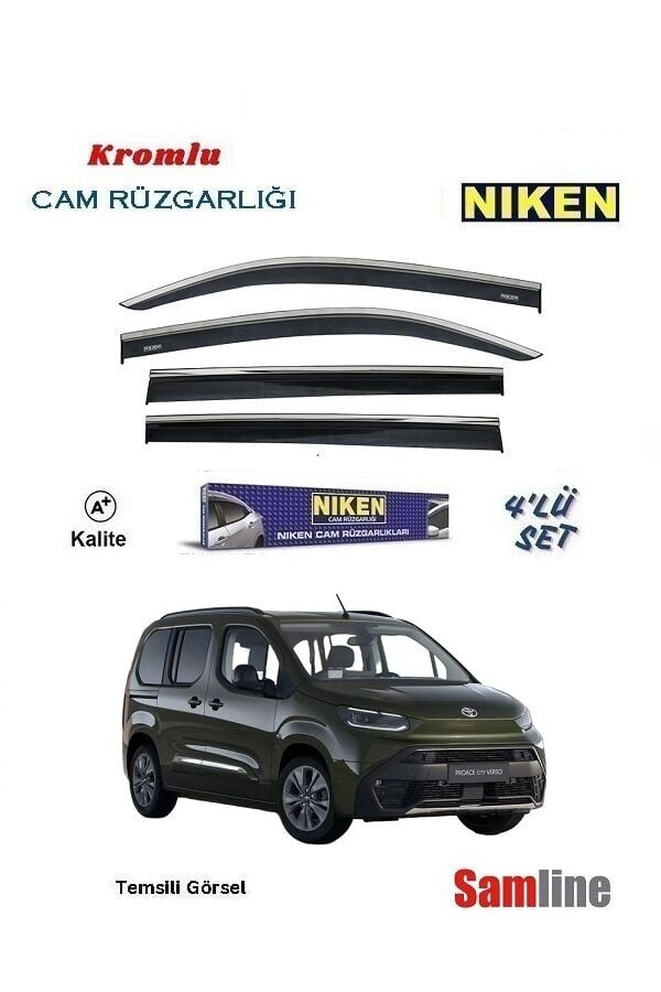 Cam Rüzgarlığı Kromlu 4'lü Set Toyota Yeni Proace City Combi (2024-2026)