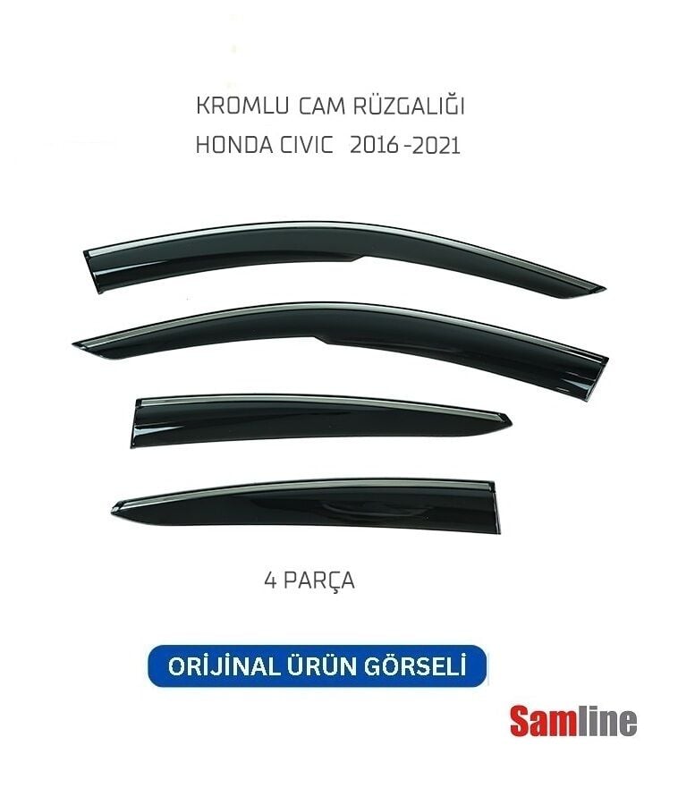 Cam Rüzgarlığı Kromlu 4'lü Honda Civic Sedan (2016-2021) SUNPLEX