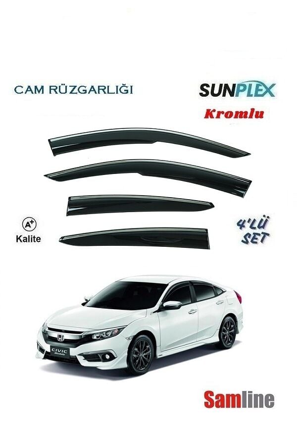 Cam Rüzgarlığı Kromlu 4'lü Honda Civic Sedan (2016-2021) SUNPLEX