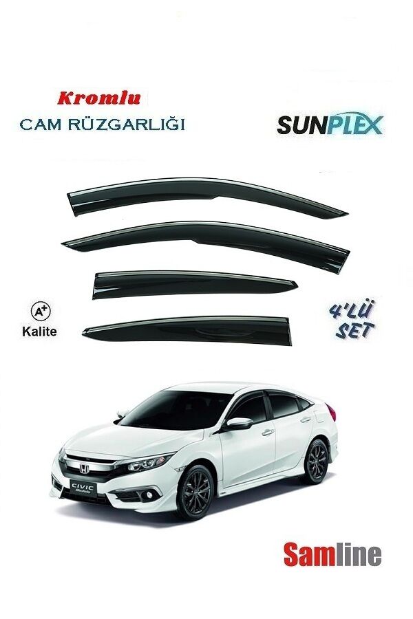 Cam Rüzgarlığı Kromlu 4'lü Honda Civic Sedan (2016-2021) SUNPLEX