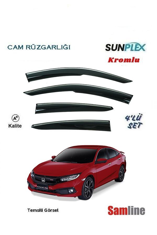 Cam Rüzgarlığı Kromlu 4'lü Honda Civic Sedan (2016-2021) SUNPLEX