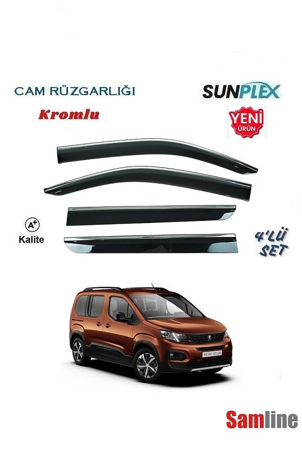 Cam Rüzgarlığı Kromlu 4'lü Set Peugeot Rifter  (2019-2024) SUNPLEX