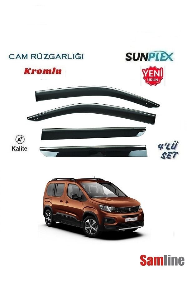 Cam Rüzgarlığı Kromlu 4'lü Set Peugeot Rifter  (2019-2024) SUNPLEX